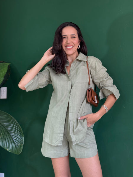 CONJUNTO CAMISA E SHORT ELOA 100% algodao