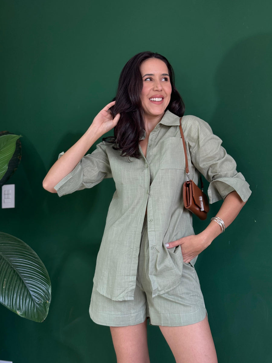 CONJUNTO CAMISA E SHORT ELOA 100% algodao