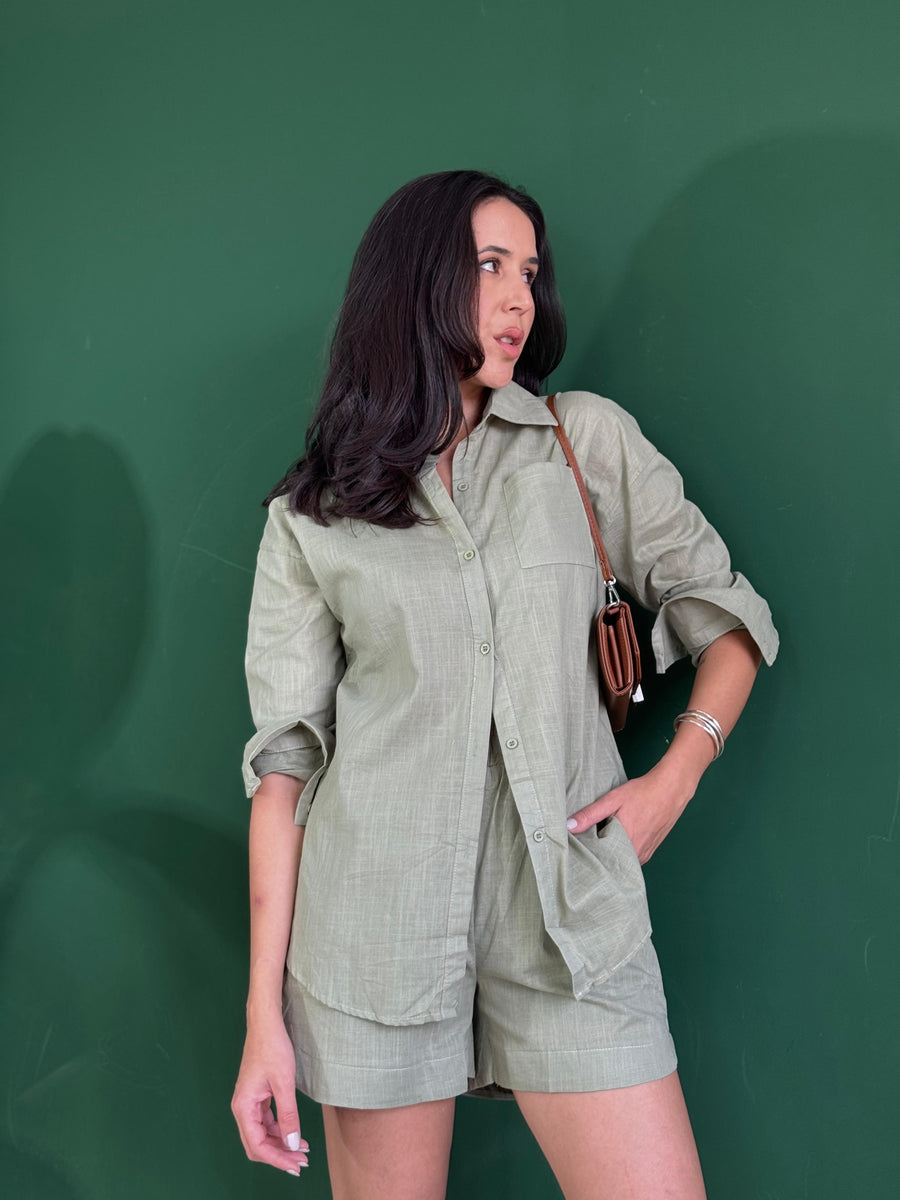 CONJUNTO CAMISA E SHORT ELOA 100% algodao