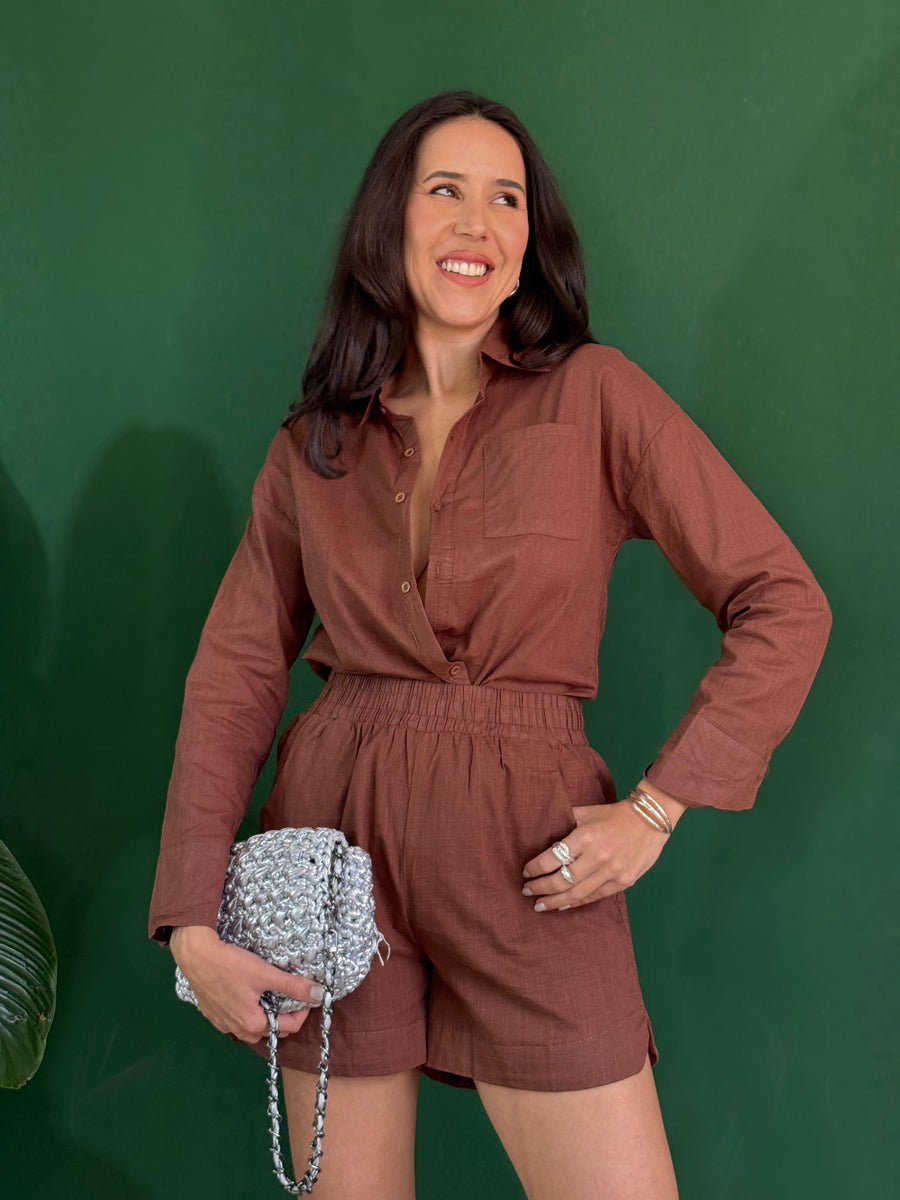 CONJUNTO CAMISA E SHORT ELOA 100% algodao