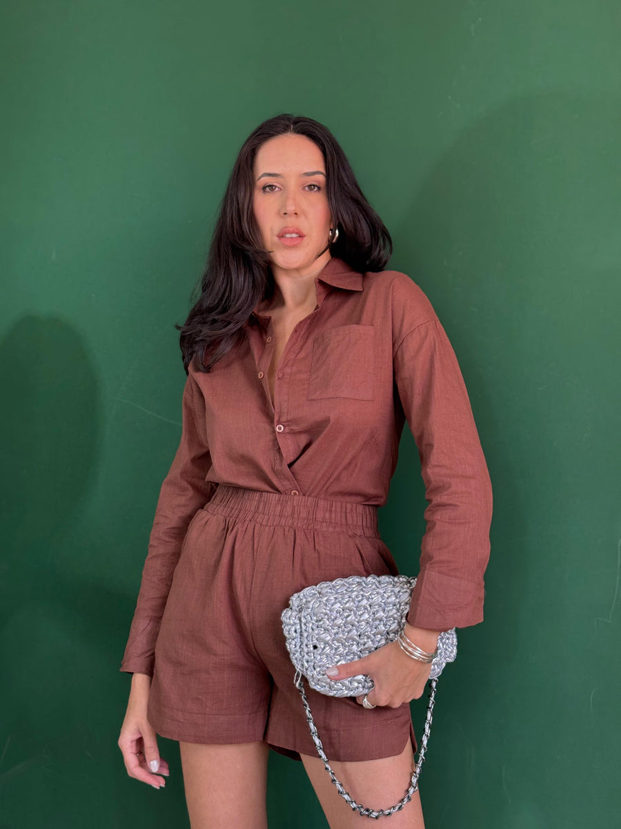 CONJUNTO CAMISA E SHORT ELOA 100% algodao