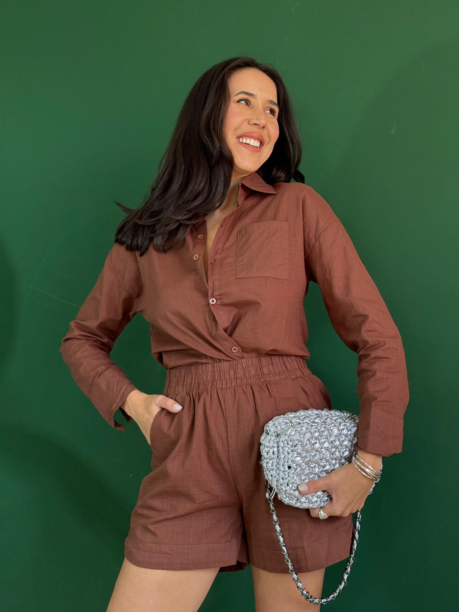 CONJUNTO CAMISA E SHORT ELOA 100% algodao