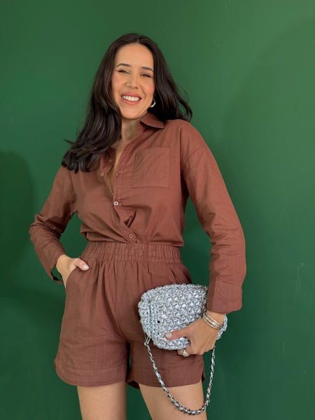 CONJUNTO CAMISA E SHORT ELOA 100% algodao