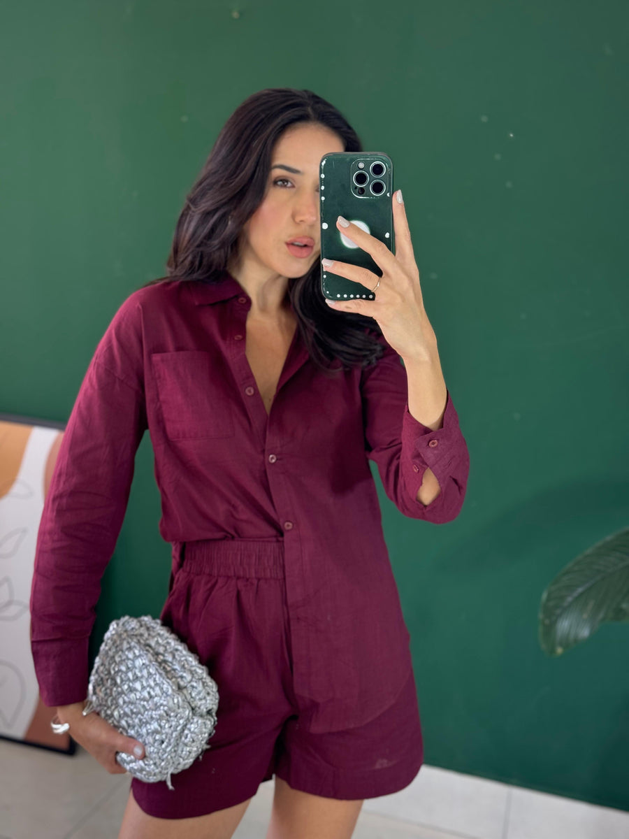 CONJUNTO CAMISA E SHORT ELOA 100% algodao
