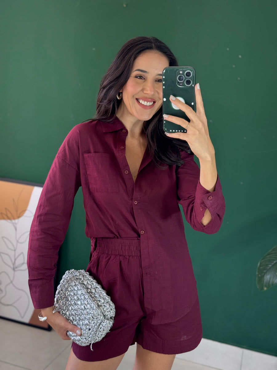 CONJUNTO CAMISA E SHORT ELOA 100% algodao