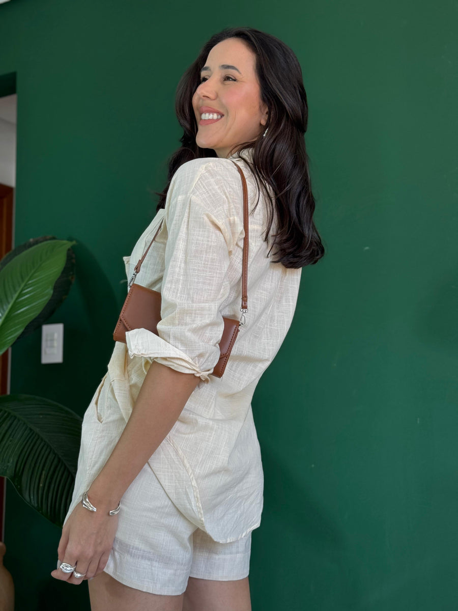 CONJUNTO CAMISA E SHORT ELOA 100% algodao
