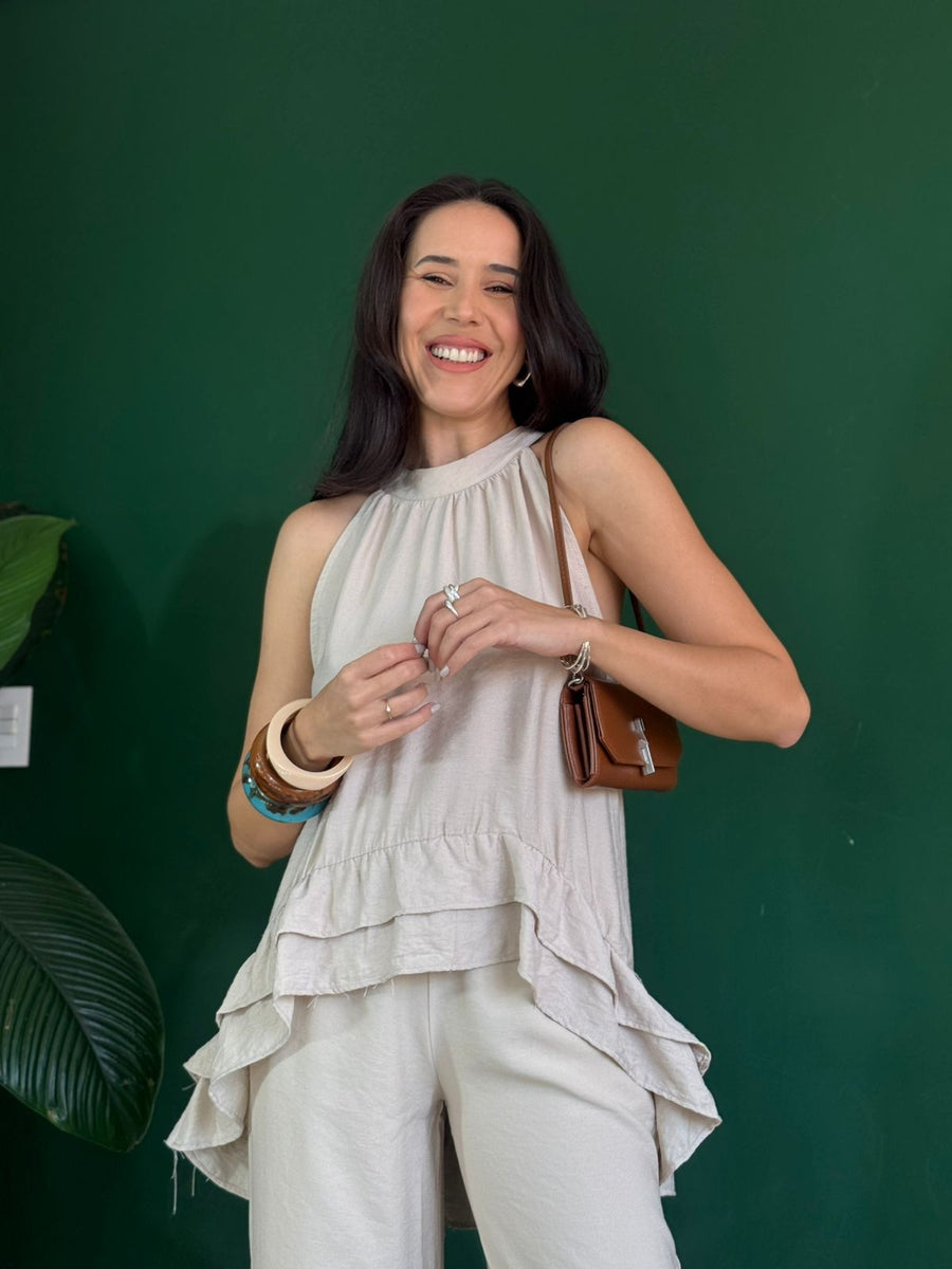 BLUSA ESTILO FRENTE ÚNICA COM BABADO AGNES