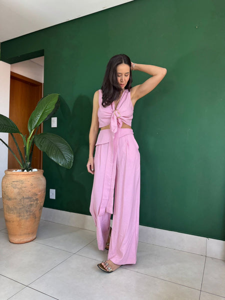 CONJUNTO CALÇA E BLUSA DECOTE EM V VIVIAN