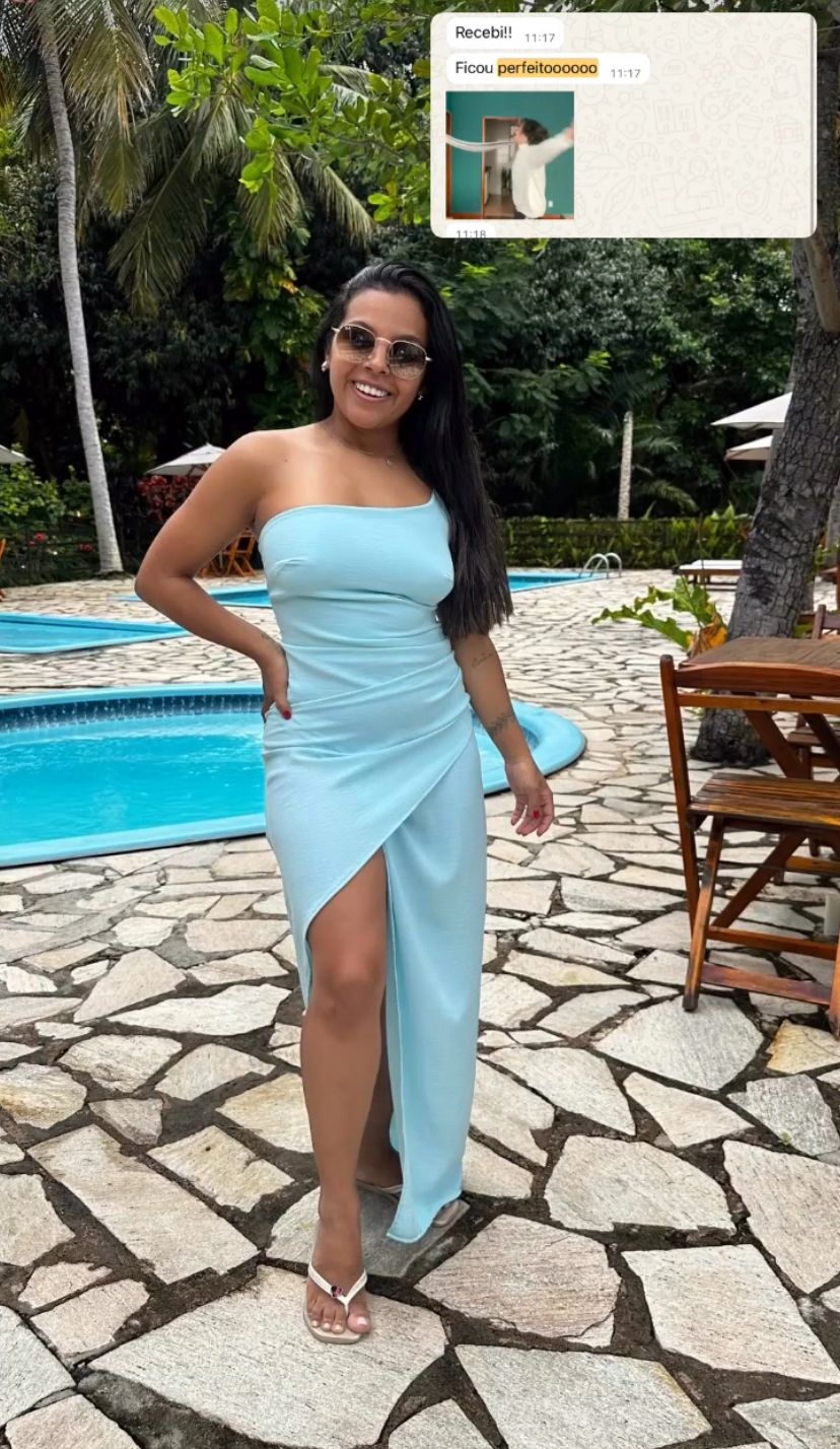 VESTIDO MIDI ASSIMETRICO COM FENDA IBIZA