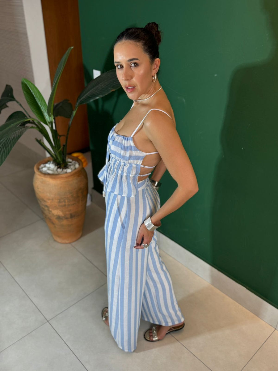 CONJUNTO CALÇA E CROPPED LISTRAS GRECIA