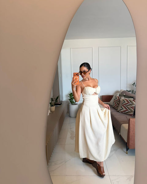 VESTIDO MIDI COM BUSTO FRANZIDO VALENTINA