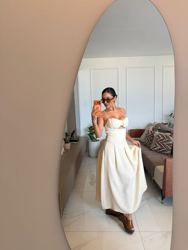 VESTIDO MIDI COM BUSTO FRANZIDO VALENTINA